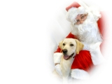 Kerstkaart: Santa Claus met zijn hond